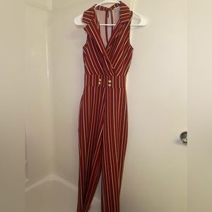 Almost Famous Jumpsuit. Red (multicolored) small, wide-legged